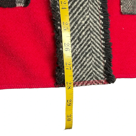 Cameleon Red Black Plaid Patchwork Jacket Large Artwear Made In USA Pockets - Picture 9 of 9